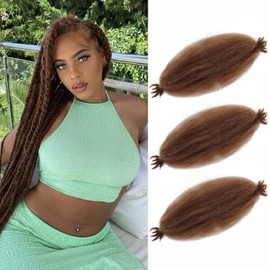 Brown Springy Afro Twist Hair 16 Inch 3 Packs Dark Brown Afro Twist Spring Hair Braiding Hair Extension for Soft Locs (16 Inch, 3packs, 30#)