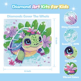 4 Pack Cartoon Diamond Art Kits for Kids, Crafts for Girls 8-12 Arts and Crafts for Kids Ages 4-8, 5D Cute Animals Diamond Art Painting for Adults Beginner, Gem Art for Home Wall Decor (6X6 inch)