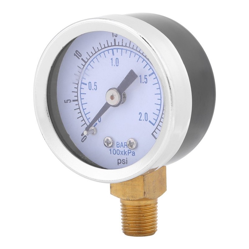 Low Pressure Gauge, 0-30psi 0-2bar Mini Dial Hydraulic Pressure Gauge,