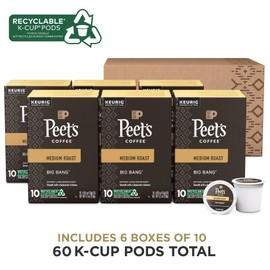 Peet's Coffee, Medium Roast Keurig K-Cup Pods - Big Bang 60 Count (6 Boxes of 10 K-Cup Pods)