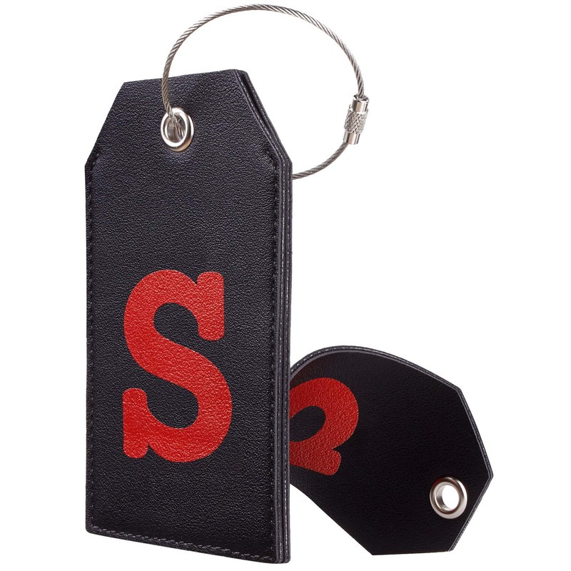 Casmonal Initial Leather Luggage Tag Travel Bag Tag Fully Bendable