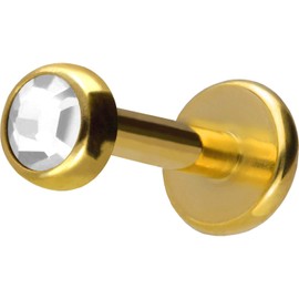 PIERCINGLINE Titanium Labret Stud Internal Thread Crystal Disc Piercing Ear Lip Nose Choice of Colours and Sizes, Titanium