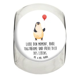 Mr. & Mrs. Panda Bonbonglas Pinguin Luftballon XL 2000ml - Geschenk, Teedose, Kind, gute Laune, Keksbehälter, Aufbewahrungsdose, Liebe, Snackdose,