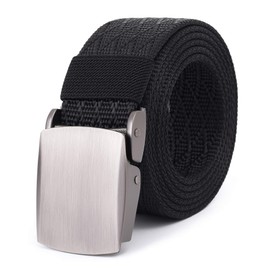 Mile High Life | Nylon Web Belt | Outdoor Military Belt | Cut to Fit up to 52” | 1.5” Width | TSA Safe Buckle Plastic/Metal (Black Metal, 142CM)