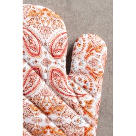 Maison d' Hermine Oven Mitt & Pot Holder 100% Cotton Heat Resistant Kitchen Oven Mitt (7.5"x13") & Pot Holder (8"x8"), Chef, Restaurants, Wedding, Orient - Thanksgiving/Christmas