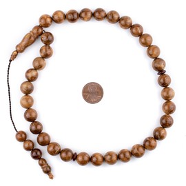 33 Brown Round Wooden Arabian Prayer Beads (12mm), Islamic Tasbih, Ramadan Gift, Quality Middle Eastern Beads - The Bead Chest