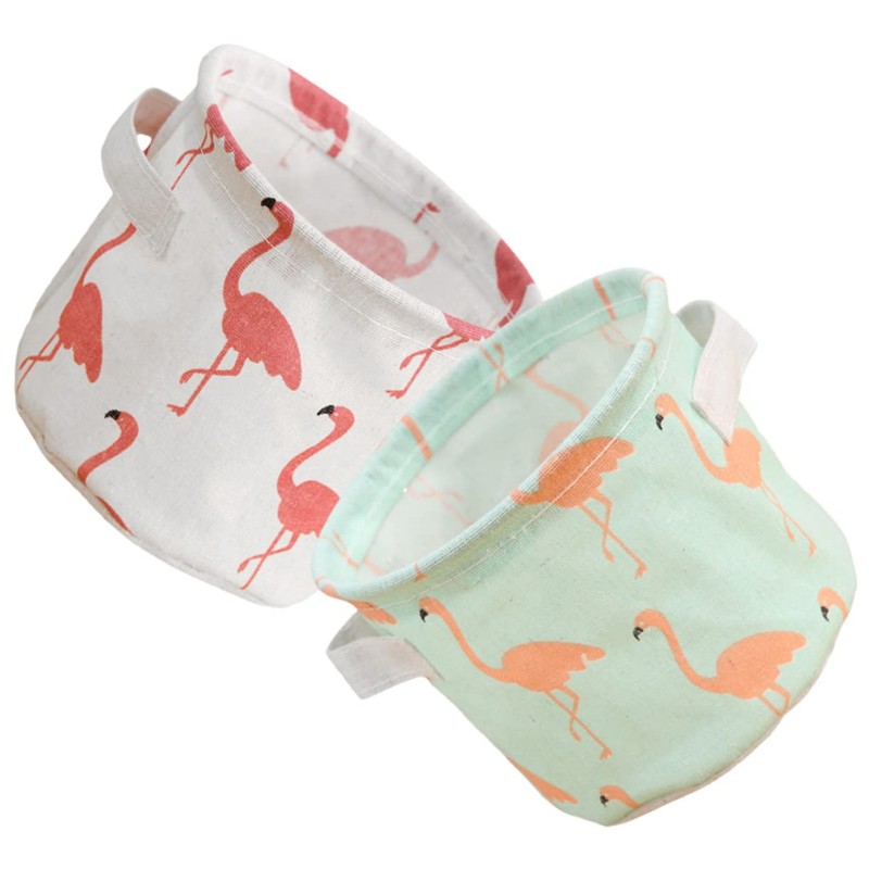 CHILDWEET 3sets Cotton Storage Bins Round Baskets Cartoon Pattern for