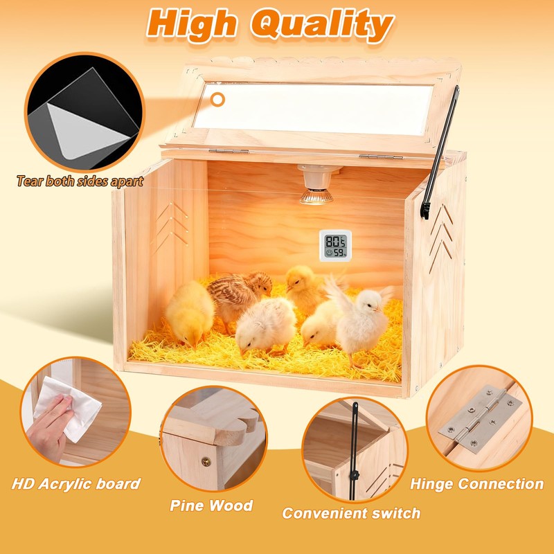 JOGEPEYO Chick Brooder Box, Small Brooder Box for Chicks, 5-8