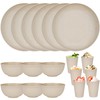 Plastic Dinnerware Sets for 6 People 18pcs Camping Plates and