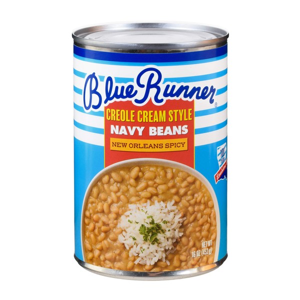 Blue Runner New Orleans Spicy Creole Cream Style Navy Beans 16oz Can (Pack of 12)