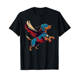 Superhero Dachshund Red Cape Super Hero Dog T-Shirt for Men Women Kids