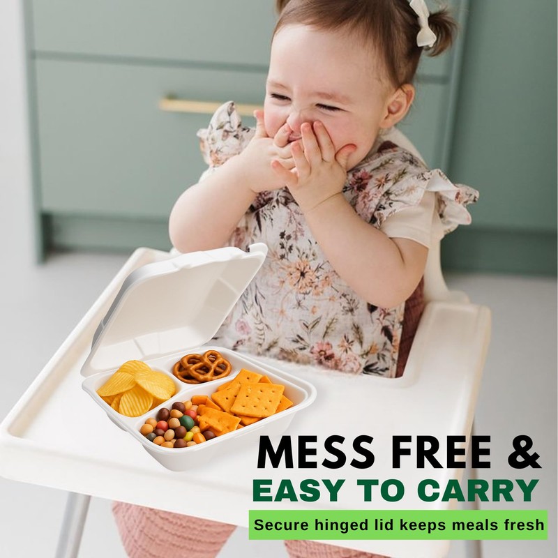 Concession Essentials- Foam Containers 3 Compartment / 9" x 9"
