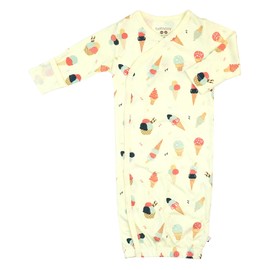 Babysoy Summer Kimono Gown - Lightweight Newborn Sleep Sack/Sleeper with Mittens (Ice Cream, 12-18 Months)