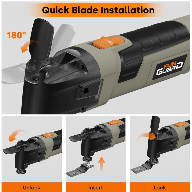 Funguard Oscillating Tool 300W, 6 Variable Speeds 22000 OPM Electric
