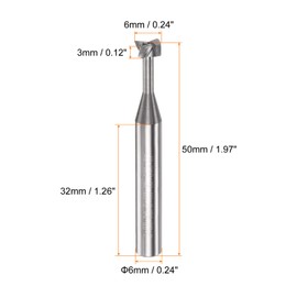 sourcing map T Slot End Mill Milling Cutter 6mm Cutting 3mm Depth 6mm Shank Solid Carbide 3 Flutes for Aluminum Copper Zinc Alloy