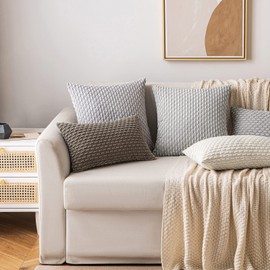 Miulee Corduroy Cushion Cover, Decorative Cushion Cover, Modern Sofa Cushion, Decorative Cushion, Couch Cushion, Soft for Sofa, Living Room, Bedroom, Set of 2, 40 x 60 cm, Brown