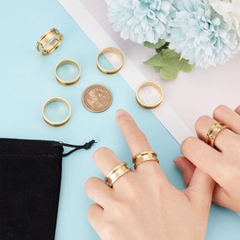UNICRAFTALE Pack of 14 7 Sizes Blank Ring Titanium Steel Grooved Finger Rings Golden Core Blank Finger Ring Inlay Ring for Resin Empty Unisex Rings for DIY Jewellery Making