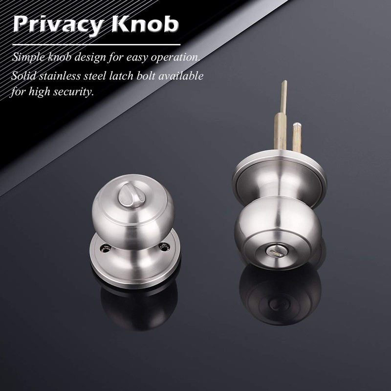 Gobrico Brushed Nickel Round Door Knobs for Bedroom Bathroom,Stainless Steel