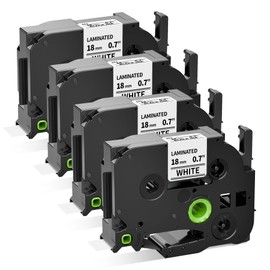 Wonfoucs Label Maker Tape Replacement for TZe-241 Brother Label Maker Tape 18mm 0.7 Laminated White for P-Touch Black on White,Work with Brother Label Makers PT-D400 PTD410 PTD600 PT-D610BT,3/4 4 Pack