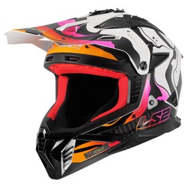 LS2 Helmets Gate II Full Face MX Motorcycle Helmet (Gloss Wash White/Orange/Purple - X-Large)