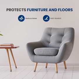 Serenelife Chair Leg Floor Protectors - 24 Rubber Furniture Leg Covers & End Caps For Hardwood Floors - Anti-Slip & Scratch Protect Floors - Fits Furniture & Chair Legs 1.05 IN - 1.55 IN Black