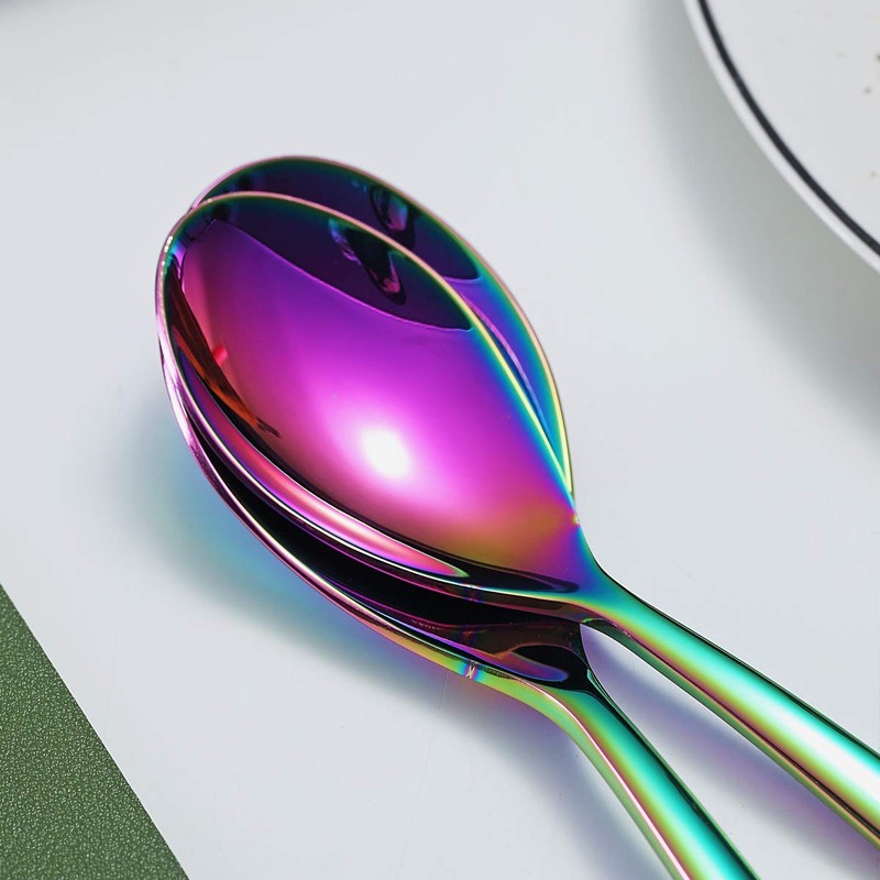 Rainbow Teaspoons, 6-Piece Silverware, Stainless Steel Tea Spoons, Home &