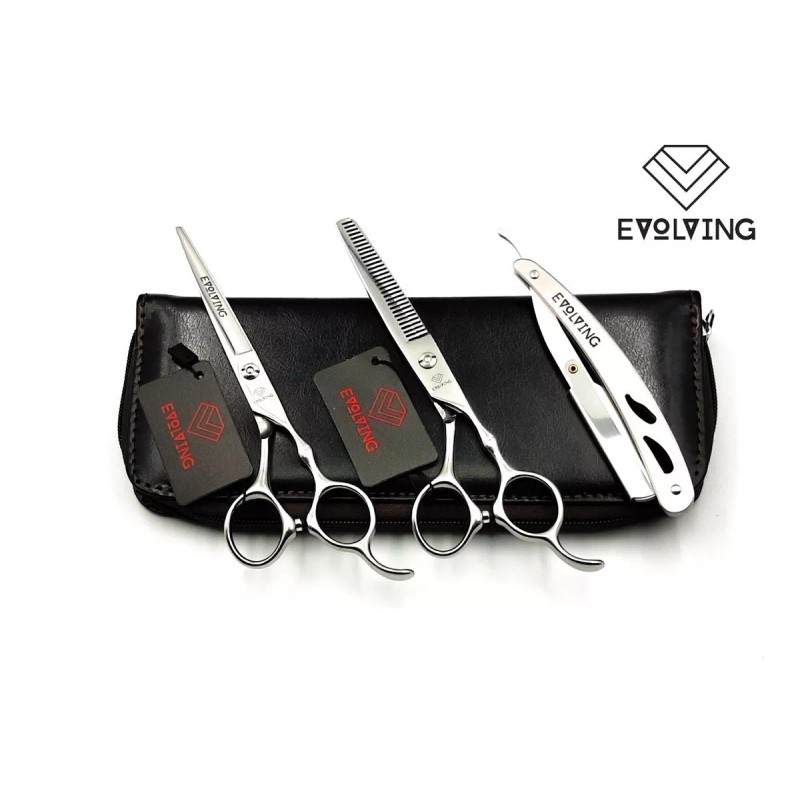 EVOLVING Kit Tijeras Silver 6 Pulgadas Barbero Estilista Evolving