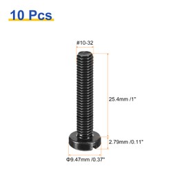 sourcing map Black Oxide Slotted Button Head Screws, 10Pcs 10-32 x 1" Carbon Steel Machine Screw for Furniture and Electrical Components Installation