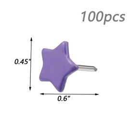 Dnyta 100pcs Purple Star Pushpins 0.45"x0.6" Decorative Thumb Tacks DIY Handmade Creative Pushpins Cute for Cork Board