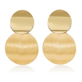 Matte Gold Dangle Earrings for Women Big Drop Earrings Long Geometric Statement Earrings for Women, Copper, No Gemstone