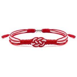 HARACRAFT Canada Bracelet, Canadian Flag Color Bracelet, Red and White Patriotic Infinity String Bracelet, Surfer Wrist Wrap Bracelet for Men, Women, Lucky and Protection (Canada)