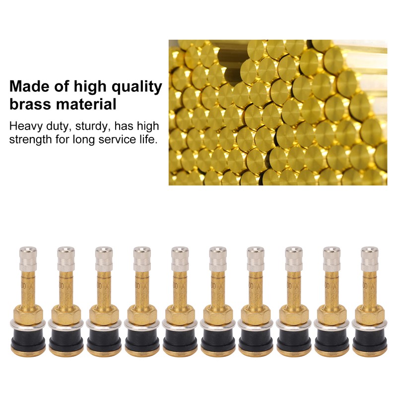 10 Pcs Valve Stems TR500 Straight Brass Heavy Duty Clamp