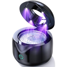 CXRUY Limpiador ultrasónico de retención – 45 kHz de limpieza dental cápsula de limpieza nocturna máquina para dentaduras, cabezales de cepillo de die