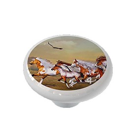 Wild Running Horses Ceramic Drawer Knob