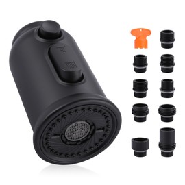 ALEASHA Pull Down Kitchen Faucet Spray Head Replacement, 3-Function Kitchen Sink Spray Nozzle with 9 Adapter Kit, Sprayer Head for Kitchen Faucet, Black