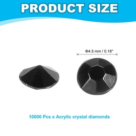 PATIKIL 10000 Pcs Wedding Table Scatter Confetti Crystals 4.5mm Acrylic Diamonds Vase Fillers Gems for Table Centerpiece Decorations Party Vase Beads, Black