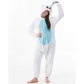 Katara 1744 Rabbit Blue/White Costume Suit Onesie / Jumpsuit Onesie Bodysuit for Adults, Women, Men, Pyjamas, Unisex – Many Different Animals
