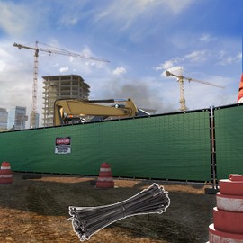 ShadeMart 5' x 50' Green Fence Privacy Screen Windscreen Shade Fabric Cloth HDPE, 90% Visibility Blockage, with Grommets, Heavy Duty Commercial Grade, Cable Zip Ties Included (We Customize Size)