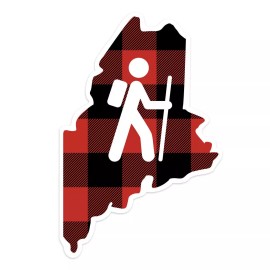 Retroplanet Vinyl Sticker; Maine Hiking Plaid US State Pride, Die Cut Sticker