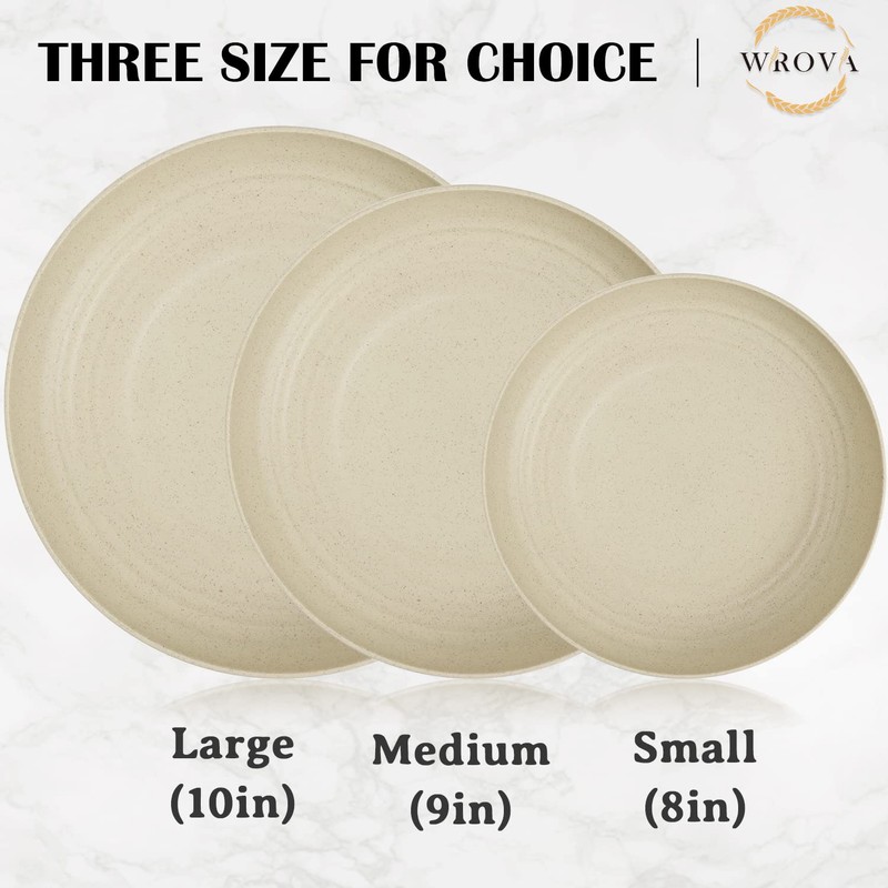 Wrova Wheat Straw Dinner Plates Set of 8 - 10