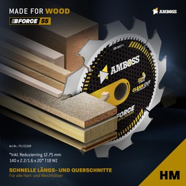 AMBOSS WERKZEUGE HM Circular Saw Blade, 210 x 30, Z48, Alternating Teeth for Wood, Fine Cut, 210 mm, for Parkside PKS 1500 A1, Skil 1131 AA, Festool, Scheppach, Einhell, etc.