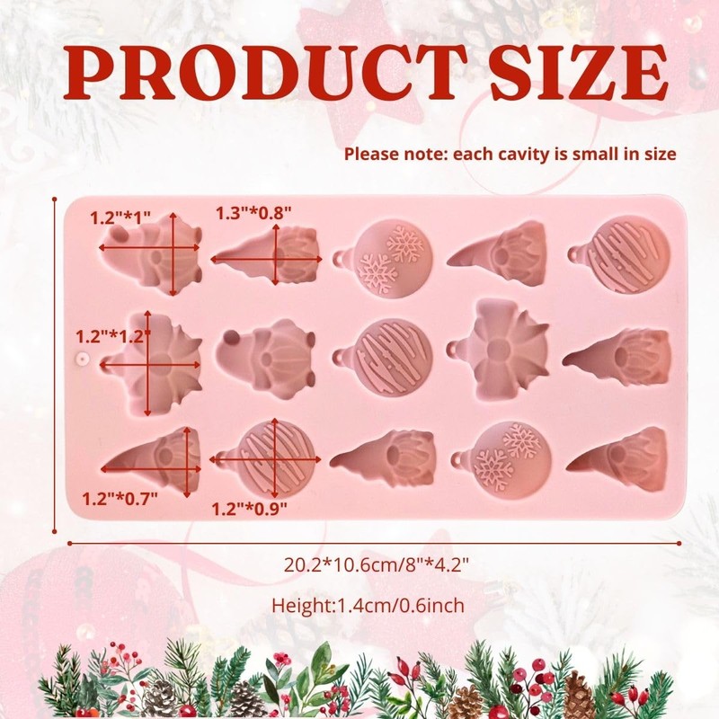 1 Piece Christmas Silicone Chocolate Molds Gnome and Ornament Shape
