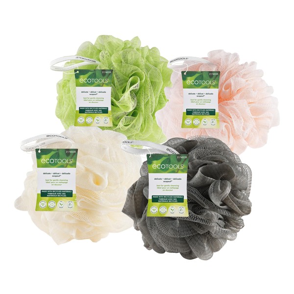 EcoTools Delicate EcoPouf 4 Pack, Loofah Sponge for Bath &