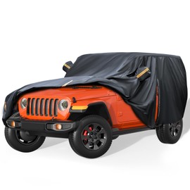 YINOK 600D Waterproof Car Cover Custom Fit for Jeep Wrangler 2 Door (1987-2025) JL JK TJ YJ CJ, Outdoor Car Cover Waterproof All Weather for Automobiles Sun Rain Snow Protection with Door Zipper