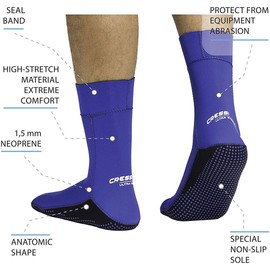 Cressi Ultra Stretch Neoprene Socks 1.5mm Neoprene Socks - Grey, M