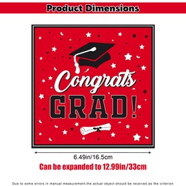 Heyiminy 20Pcs Graduation Napkins, Class of 2025 Congrats Grad Napkins, Disposable Paper Cocktail Dinner Napkin Hand Towels for College High School Graduation Party Decorations Supplies, Red & Black
