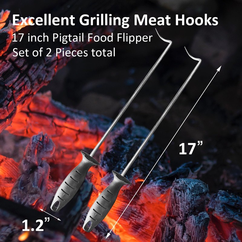 Large 17 inch Pigtail Food Flipper (Set of 2) -