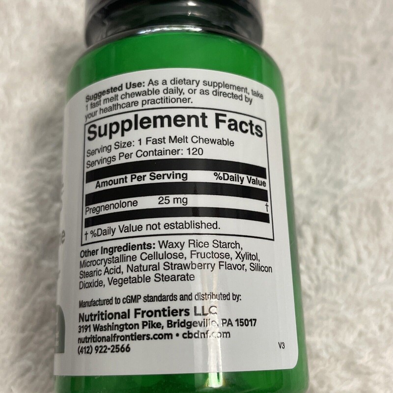 Frontiers Nutritional Frontiers Pregnenone 25mg 120 Count Exp 2026