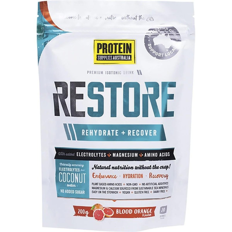 Protein Supplies Australia Restore Hydration Recovery Powder, Blood Orange 200