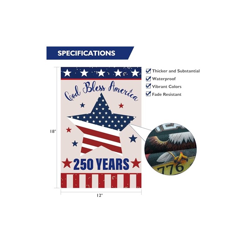 250th Anniversary American Garden Flag - Double-Sided Design